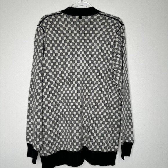 Ovadia & Sons Cardigan Sweater Checkerboard Wool Large - Picture 2 of 12